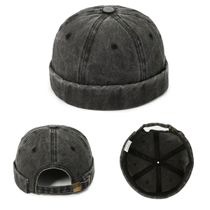 Brimless Hats for Men Women Buckle Docker Cap Wash Cotton Retro Hat Adjustable Brimless Skullcap 11 Colors Multicolor