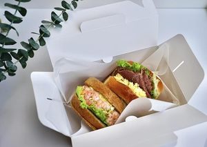 食品保存パーティー用ギフト & テイクアウトアプリケーション用卸売生分解性UVブラウンクラフト紙リジッドマウンテントップボックス - Product Image 6