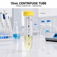 Tube à centrifuger stérile jetable en plastique de 15 ml, série Citron, pour laboratoire, emballé sous sachet scellé, vente en gros