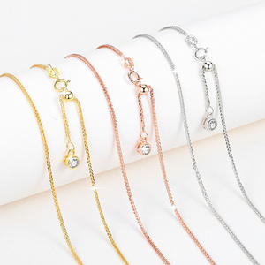 S925 Collar de plata de ley para mujer Cadena <span class=keywords><strong>Chopin</strong></span> Ajuste de extensión retráctil Cadena universal Chapado en oro rosa de 18K - Product Image 1