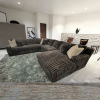 Canapé d'angle modulaire moderne en tissu velours côtelé et lit de cinéma convertible, ensemble de meubles de salon en mousse et bois encastré, vente en gros