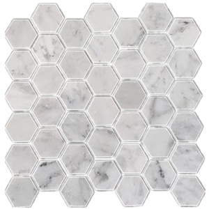 Carrara White Marble <b>Mosaic</b> Tiles 10mm Thick Modern Round for Room - Product Image 2