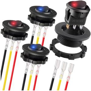 Interrupteur à bascule en forme de bateau <span class=keywords><strong>12V</strong></span> ON-OFF IP65 20A pour modification d'éclairage automobile, interrupteur à bascule lumineux œil-de-chat - Product Image 4
