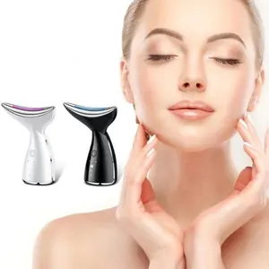 Guasha elétrico pescoço e rosto anti rugas ems aquecido vibração levantamento dispositivo de beleza portátil ems massageador facial