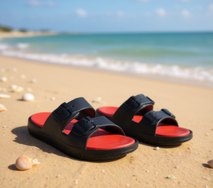 Sandali Unisex in EVA a Doppia Fascia Blu Navy Taglia 26 Comodi Estivi Open Toe Senza Tallone con Chiusura a Fibbia - Product Image 2