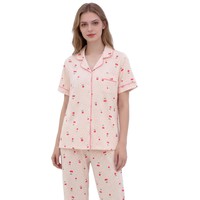 Ensemble de pyjamas décontractés pour femmes en gros – Ensemble deux pièces doux à manches courtes et pantalon long pour femmes – Vêtements d'intérieur en bambou