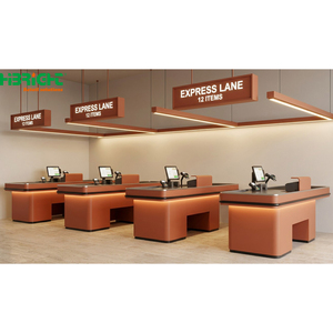 Modern Retail Checkout Counter Cashier <b>Desk</b> POS Counter for Supermarket <b>Mini</b> Mart Store - Product Image 3