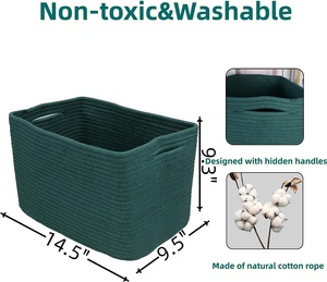 Lot de <span class=keywords><strong>3</strong></span> bacs de rangement carrés décoratifs en corde tissée et coton, étagères rectangulaires pour le rangement des vêtements, des jouets et des serviettes, panier de pépinière, vente en gros - Product Image 4