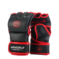 Gants de sport MMA en cuir PU de marque KANGRUI en gros avec logo personnalisé, gants de Muay Thai pour sac de frappe, demi-doigts, tailles M/L
