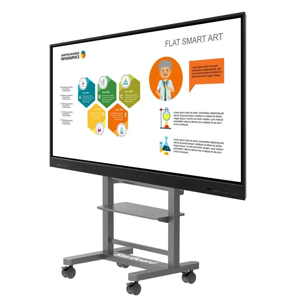 لوحة مسطحة تفاعلية 98 110 بوصة 20 نقطة تعمل باللمس تعليمي LCD تفاعلية ذكية لوحة بيضاء لغرفة الاجتماعات المدرسية