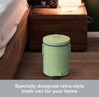 Poubelle à pédale rétro avec couvercle 12L 3.2 Gal avec couvercle pour salle de bain cuisine hôtel bureau