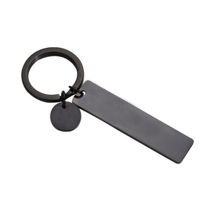 Wholesale Round Charms Customized logo Rectangle Blank Pendant Stainless Steel Keychain - Product Image 3