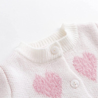 Cardigan automne-hiver pour filles, pull à manches longues, manteau rouge avec cœur, vêtements pour tout-petits, nouvelle collection