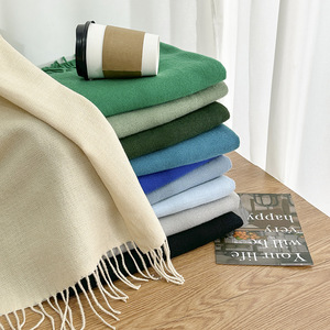 Bufanda de Punto Acrílico para Mujer, 65x200cm, Teñido Liso, Invierno, Térmica, con Borlas Largas, Cálida, Suave, Lisa y Transpirable - Product Image 2