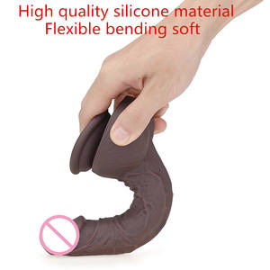 8 Inch Silicone Brown Male <b>Realistic</b> Ultra Soft <b>Dildos</b> Toy for Adult - Product Image 3