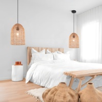 Lampes en rotin pour îlot de cuisine, lampes suspendues modernes en rotin tressé, lustre et lampe suspendue en bambou, lampe suspendue pour restaurant