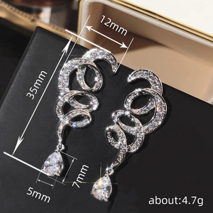 Orecchini Pendenti a Goccia con Linee Geometriche per Donne, Orecchini Scintillanti per Uso Quotidiano e Feste, Gioielli alla Moda - Product Image 4
