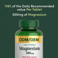 OEM ODM Magnésium 500mg Comprimés Revêtus Haute Puissance Relaxation Musculaire Soutien Osseux Cardiaque et Nerveux Non-OGM Testé en Laboratoire
