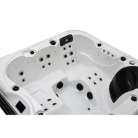 Bain à remous extérieur en acrylique de qualité supérieure, spa pour 5-6 personnes avec jets de massage puissants, double pompe, éclairage LED, pour la maison et le jardin