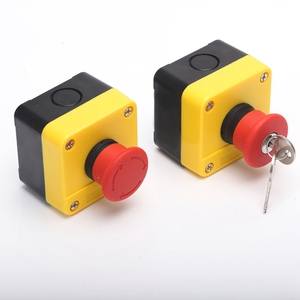 Botón Pulsador de Parada de Emergencia Rotatorio Rojo de 22mm, Impermeable para Exteriores, con Caja de Control E-Stop - Product Image 1