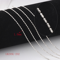 Unique S925 Sterling Silver Double Aplati Perle Chaîne Semi-Fini Barre Chaîne Rouleau pour DIY Collier Bracelet Fabrication de Bijoux