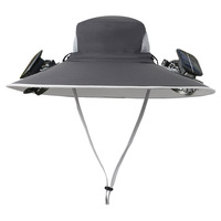 Chapeau de ventilateur de charge solaire rechargeable portable pour hommes à large bord pour les loisirs de plein air activités d'été style pêcheur batterie