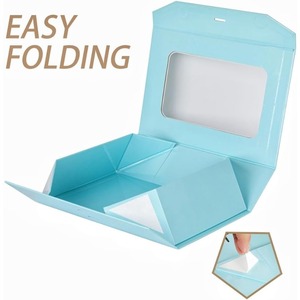 Blue ribbon gift box 10.8x7.5x3.5 inches transparent <b>window</b> magnetic <b>cover</b> gift box can be customized - Product Image 2