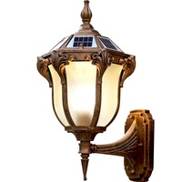 Applique murale solaire LED en alliage d'aluminium IP65, étanche pour extérieur, villa, portail, balcon, pilier, couloir, style européen rétro