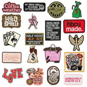 Nouvelle broderie thermocollante rose style western, motif Guitare Café Dollar Howdy Tour Eiffel, patch pour vêtements, chaussures, décoration - Product Image 1