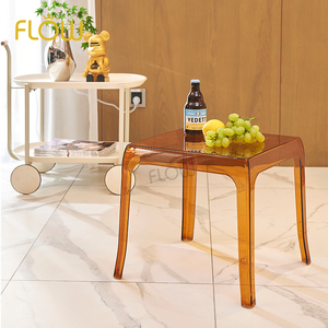 Wohnmöbel Modernes Outdoor Minimalistisches Kleines Tischset mit Kunststoffplatte und Acryl-Klarer Basis für Kaffee, Bettseite und Esszimmer - Product Image 4