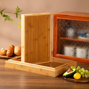 WanuoCraft Vente en gros de plateau de service de <span class=keywords><strong>table</strong></span> à café et thé personnalisé Grand plateau de service en bambou avec poignée <span class=keywords><strong>pour</strong></span> fruits, nourriture et assiettes - Product Image 5