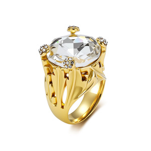 yunnique trendy jewelry, <b>titanium</b> steel plated with 18K gold, diamond-encrusted <b>rings</b>, extra-large, exaggerated, un - Product Image 1