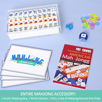 Jeu de tuiles de mahjong américain de luxe moderne, boîte transparente en acrylique, accessoires, 160 tuiles gravées, portable, résistant à l'eau, écologique