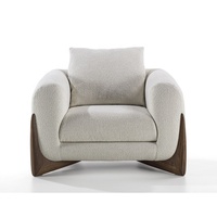 Juego de Sofás de Diseño Moderno para Sala de Estar en Hogar, Hotel o Villa con Base de Madera Maciza, Sofá Individual de Tela de Cachemira y Sofá de Tres Plazas de Terciopelo
