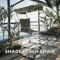 Chaise de camping pliable avec impression de logo personnalisé et auvent pare-soleil, fauteuil en tissu Oxford 600D pour promotion de marque en extérieur, OEM