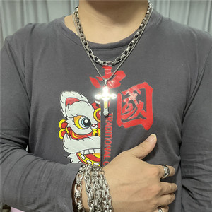 Stainless Steel <b>Cross</b> Pendant With Gold Inlay And Crystal Accents For Men's Necklace Geometric Design 120150 - Product Image 4