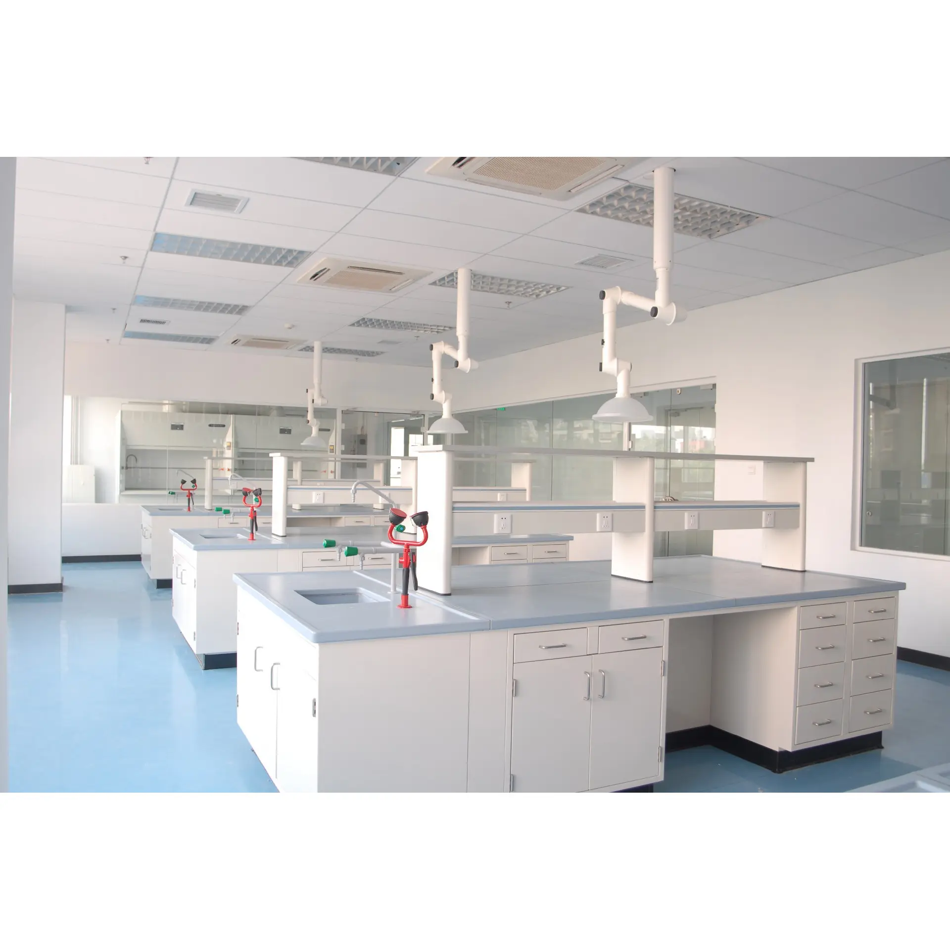 Laboratorio de decoración para banco de laboratorio, suministro de energía con certificación CE, estándar europeo, mobiliario brillante y limpio
