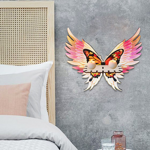 American country style wooden openwork butterfly wall <b>shelf</b> for bedroom and living room home decoration wooden handicrafts. - Product Image 1