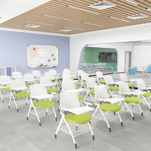 Groothandel Plastic Opvouwbare Student Stoel Student Arm Stoelen Meubels Voor School Training Opvouwbare Stoel Met Schrijfblok