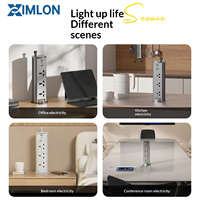 Prise de table standard UK/US/EU avec ports USB et Type-C, charge sans fil, indice IP44, gris, prise de bureau escamotable