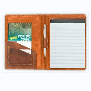 Padfolio de cuero, organizador de portafolio con logotipo personalizado