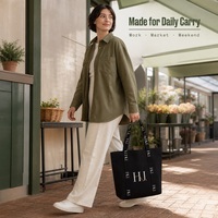 Sac fourre-tout en toile personnalisé de grande taille, sac de shopping pour cosmétiques, recyclable, avec logo imprimé, design à lettres, poche zippée, portable