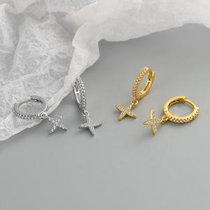 Pendientes de Plata de Ley 925 para mujer, aretes llamativos y elegantes, aro cruzado único minimalista con incrustaciones de circonia cúbica, clásico europeo y americano, venta al por mayor - Product Image 4