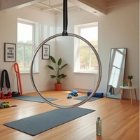 Anneau de yoga aérien pivotant en acier inoxydable à une seule oreille, longueur réglable (80/85/90/95 cm) pour la danse sur barre et la gymnastique