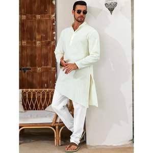 2025 pantalon caftan en coton pour hommes avec taille élastique cordon été Yoga Kurta pantalon avec poches et design décontracté - Product Image 4