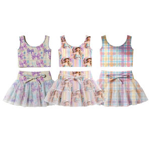 Ensemble 2 pièces personnalisé pour filles, haut court <span class=keywords><strong>sans</strong></span> manches et mini-<span class=keywords><strong>jupe</strong></span>, 82% nylon 18% élasthanne, ultra doux, respirant, pour l'été, les fêtes et les occasions décontractées - Product Image 6