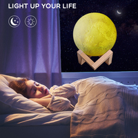 Veilleuse 3D Lune Moderne pour Enfants, Rechargeable, Contrôle Tactile, Mini Lampe de Bureau LED RGB, Intensité Réglable, Veilleuses pour Enfants