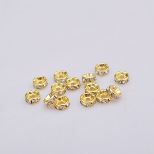 Accessoires de bijoux DIY personnalisés Bracelet en <span class=keywords><strong>diamant</strong></span> incrusté Perles d'espacement à grand trou 4mm 5mm 6mm 8mm Strass plaqué or à coudre - Product Image 2