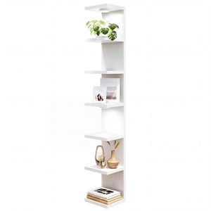 Estantes Flotantes Blancos para Decoración <span class=keywords><strong>de</strong></span> <span class=keywords><strong>Pared</strong></span>, Estante <span class=keywords><strong>de</strong></span> <span class=keywords><strong>Pared</strong></span> <span class=keywords><strong>de</strong></span> 7 Niveles con Luces LED, Estante <span class=keywords><strong>de</strong></span> Madera para Organización del Hogar - Product Image 1