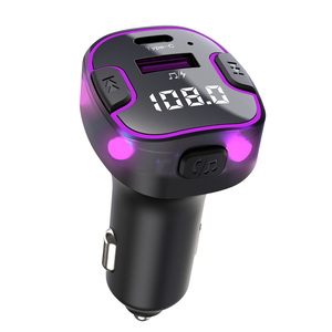 Transmetteur FM BT 5.3 pour voiture FM LED Radio lecteur de musique adaptateur de voiture QC3.0 & Type-C PD 18W avec appel mains libres chargeur de voiture - Product Image 1